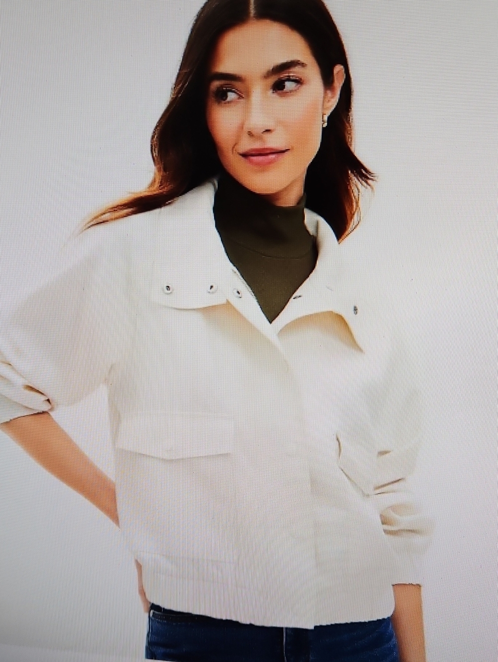 LOFT CREAM FLUID BOMBER JACKET SZ LP